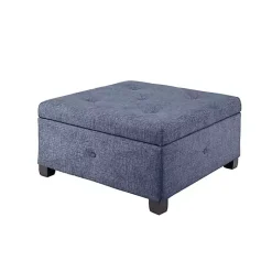 Navy Tufted Square Storage Ottoman