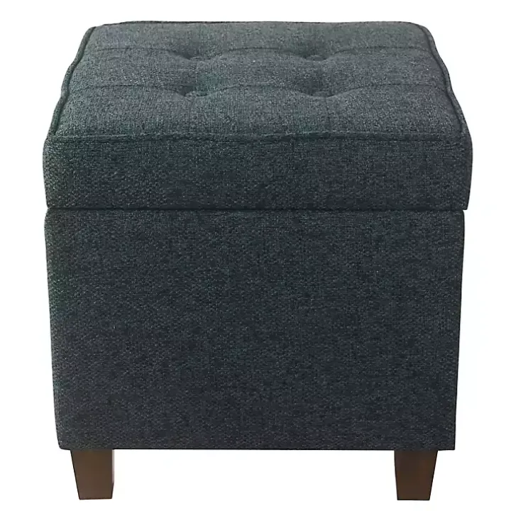Navy Tufted Upholstered Storage Ottoman