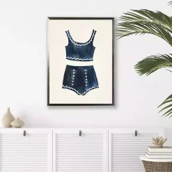 Navy Two Piece Bathing Suit Framed Art Print
