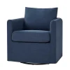 Navy Upholstered Vasser Slipcover Swivel Chair