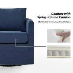 Navy Upholstered Vasser Slipcover Swivel Chair