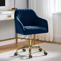 Navy Velvet Swivel Jacyln Office Chair