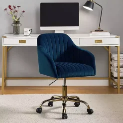 Navy Velvet Swivel Jacyln Office Chair