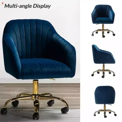 Navy Velvet Swivel Jacyln Office Chair