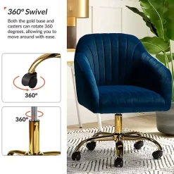 Navy Velvet Swivel Jacyln Office Chair