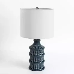 Navy Wave Glazed Table Lamp