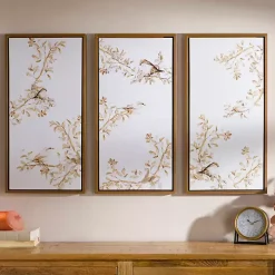 Neutral Birds Framed Canvas Art Prints, Set of 3