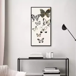 Neutral Butterflies Framed Canvas Art Print