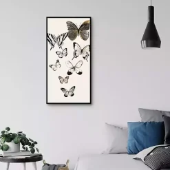 Neutral Butterflies Framed Canvas Art Print
