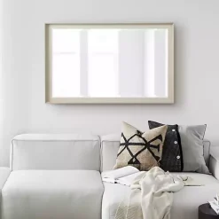 Neutral Linen Beveled Wall Mirror