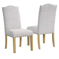 Neutral Nailhead Parsons Dining Chairs, Set of 2