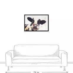 Neutral Staring Cow Framed Canvas Art Print