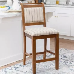 Neutral Stripes Upholstered Emmy Counter Stool