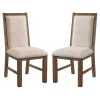 Neutral Upholstered Oak Dining Chairs, Set of 2