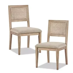 Neutral Woven Back Dining Chairs, Set of 2