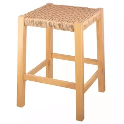 Newport Natural Wood and Rattan Counter Stool