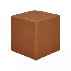 Newton Carmel Faux Leather Square Ottoman