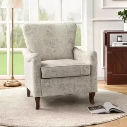 Nicola Beige Linen Upholstered Armchair