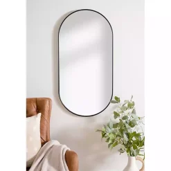 Oblong Black Nouveau Linear Wall Mirror