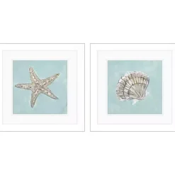 Ocean Seashells II Framed Art Prints, Set of 2