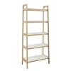 Off White Wood Shelves with Natural Frame Bookcase