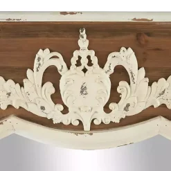 Ornate Antique White Wood Wall Mirror