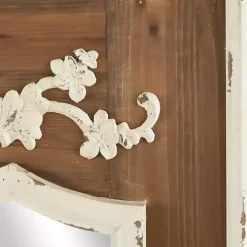 Ornate Antique White Wood Wall Mirror
