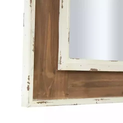 Ornate Antique White Wood Wall Mirror