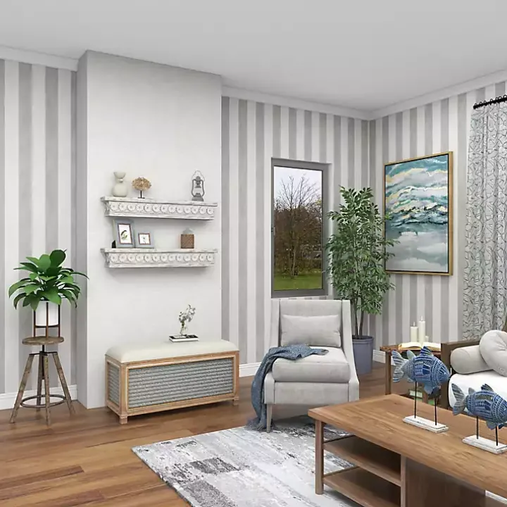 Ornate Farmhouse Wooden Wall Shelf, 36 in.