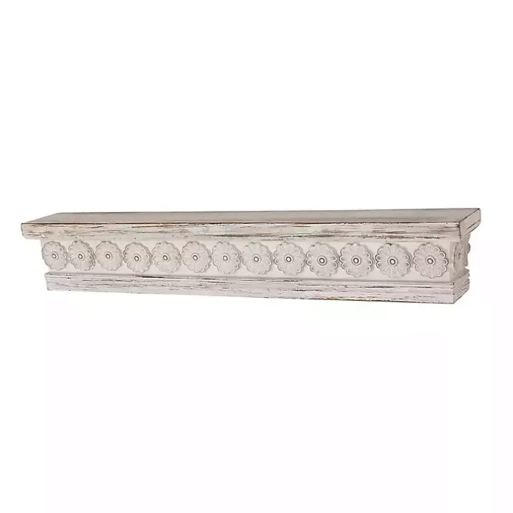 Ornate Farmhouse Wooden Wall Shelf, 36 in.