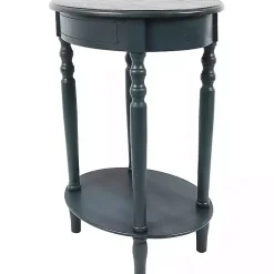 Oval Antique Navy Accent Table