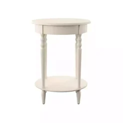 Oval Antique White Accent Table