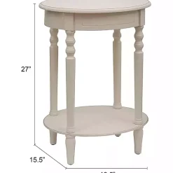 Oval Antique White Accent Table