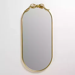 Oval Gold Bow Metal Wall Mirror