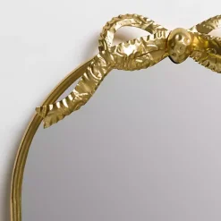 Oval Gold Bow Metal Wall Mirror