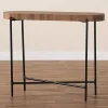 Oval Light Brown Wood X Base Console Table