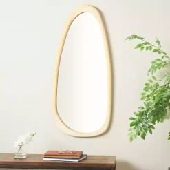 Oval Natural Wood Wall Mirror