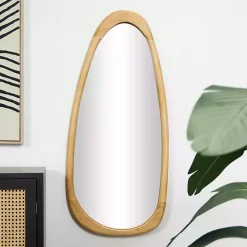 Oval Natural Wood Wall Mirror