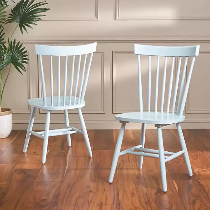 Pale Blue Parker Spindle Dining Chairs, Set of 2