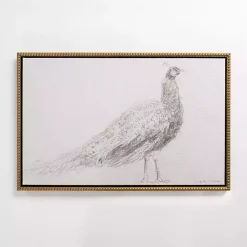 Peacock Sketch Framed Canvas Art Print