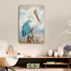Pelican Perch Canvas Art Print, 24x36 in.