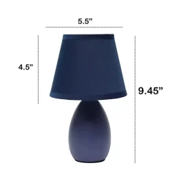 Petite Blue Oblong Table Lamps, Set of 2