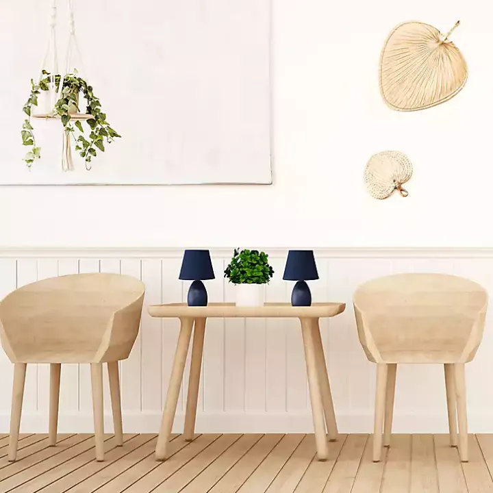 Petite Blue Oblong Table Lamps, Set of 2