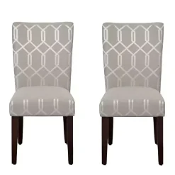 Pewter Gray Lattice Parsons Chairs, Set of 2