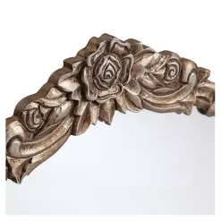 Pewter Wood Carved Rosettes Wall Mirror