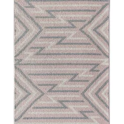 Pink and Gray Zigzag Area Rug, 8x10