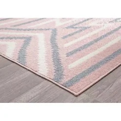 Pink and Gray Zigzag Area Rug, 8x10