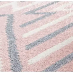 Pink and Gray Zigzag Area Rug, 8x10