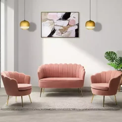 Pink Donata Velvet Tufted Loveseat