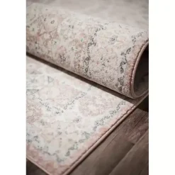 Pink Peony Medallion Area Rug, 5x7